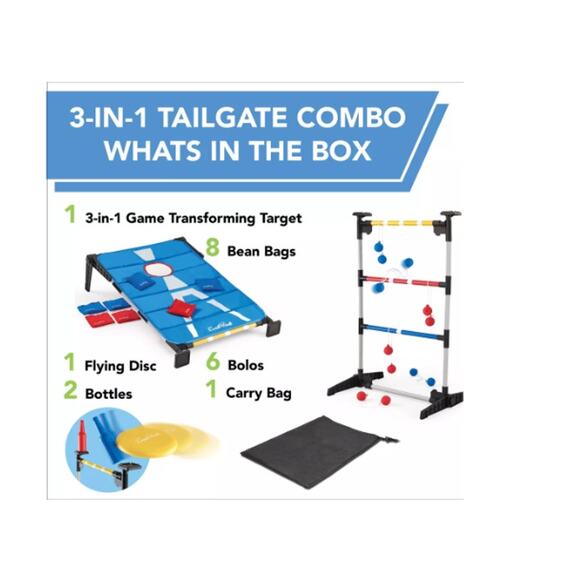 EastPoint 3-in-1 Outdoor Game Set – Cornhole, Ladderball & Bottle Smash - Picture 3 of 4